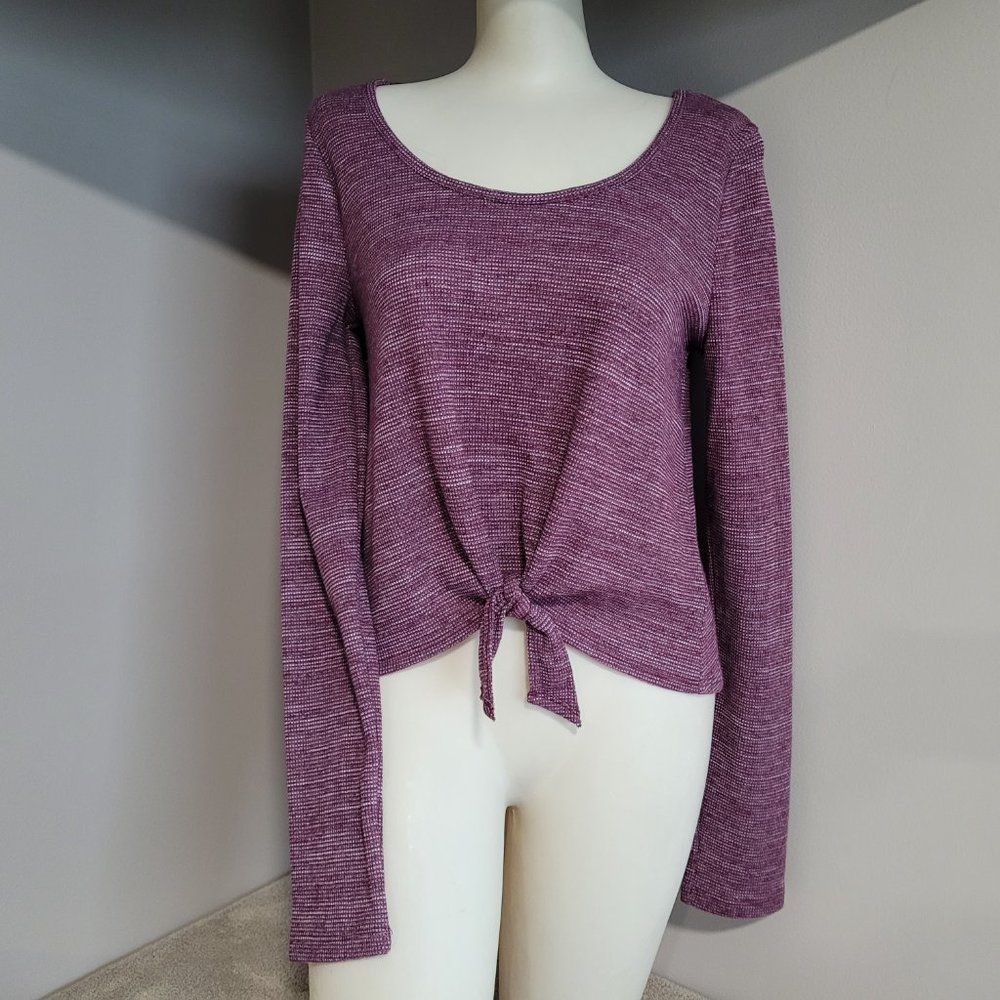 Aeropostale Purple Maroon Tie Front Sweater M